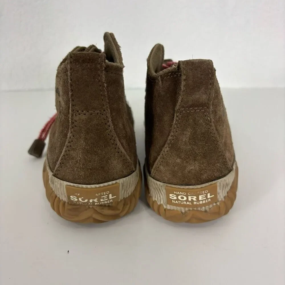 Sorel Brown Leather Suede‎ with Pink No Tie Lace Winter Boots girl’s 1